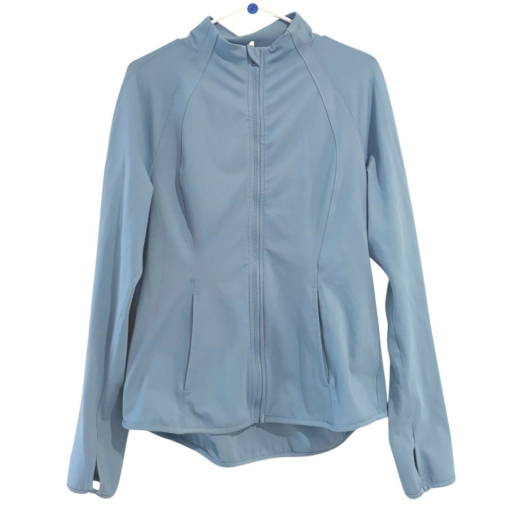 Yogalicious Lux Full Zip Athletic Jacket Blue Thumbholes Yoga Gym XL